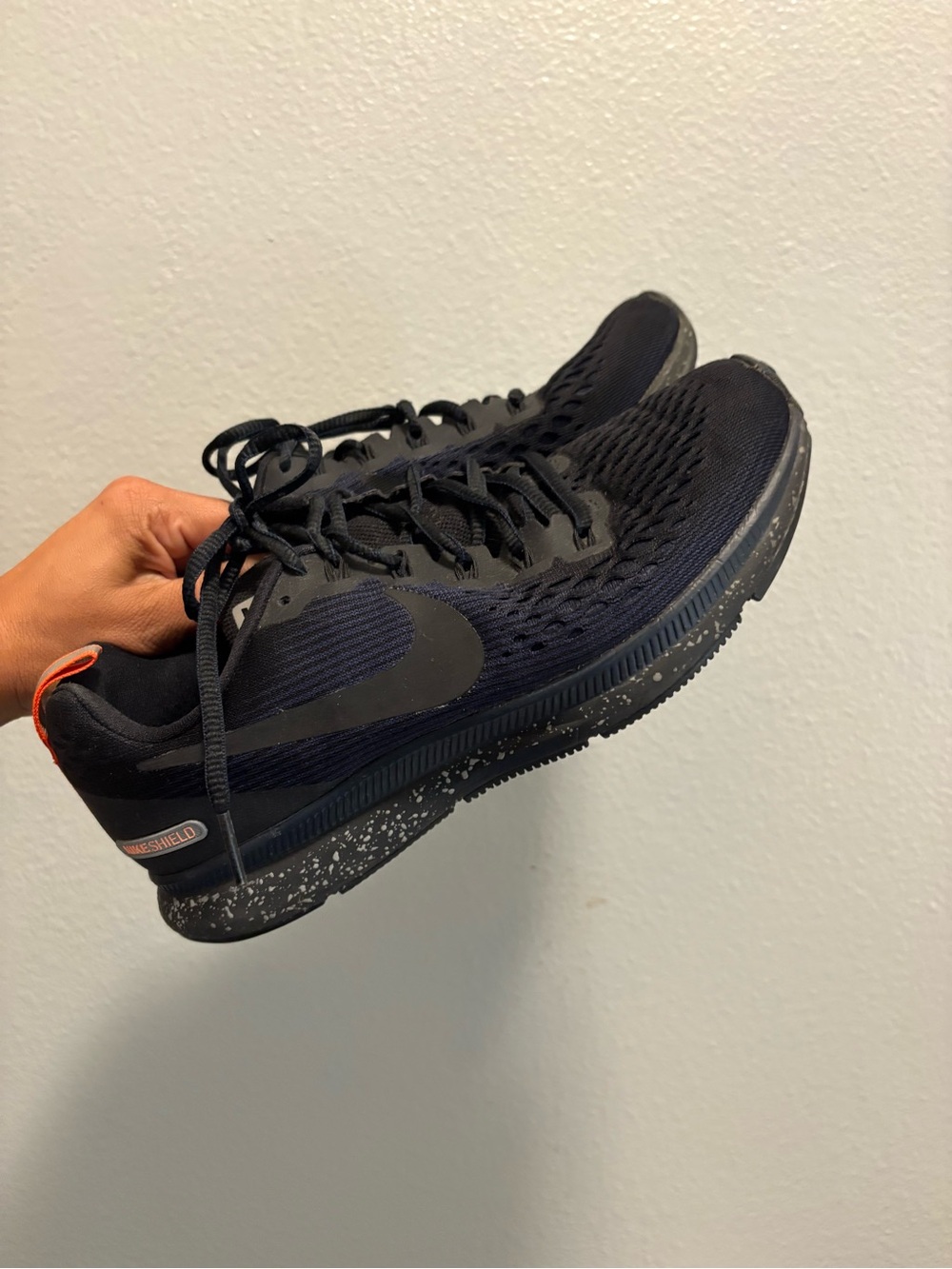 Nike Women's Black Athletic Sneakers with Orange Heel Tab